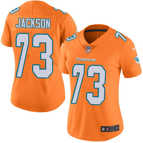 Nike Miami Dolphins 73 Austin Jackson Orange Women Stitched NFL Limited Rush Jersey